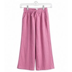 NWT Market & Spruce Girls Pink Linen Blend Wide Leg Pants Sz S 6-7 Elastic Waist